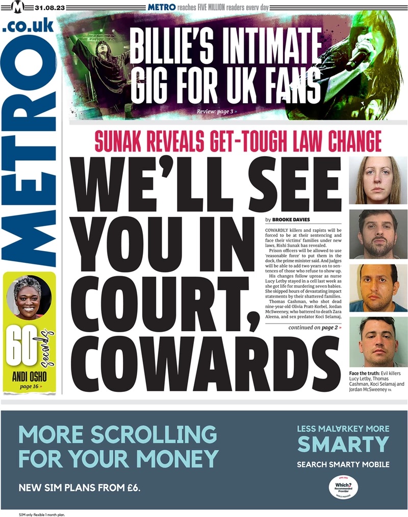 Metro - We’ll see you in court, cowards