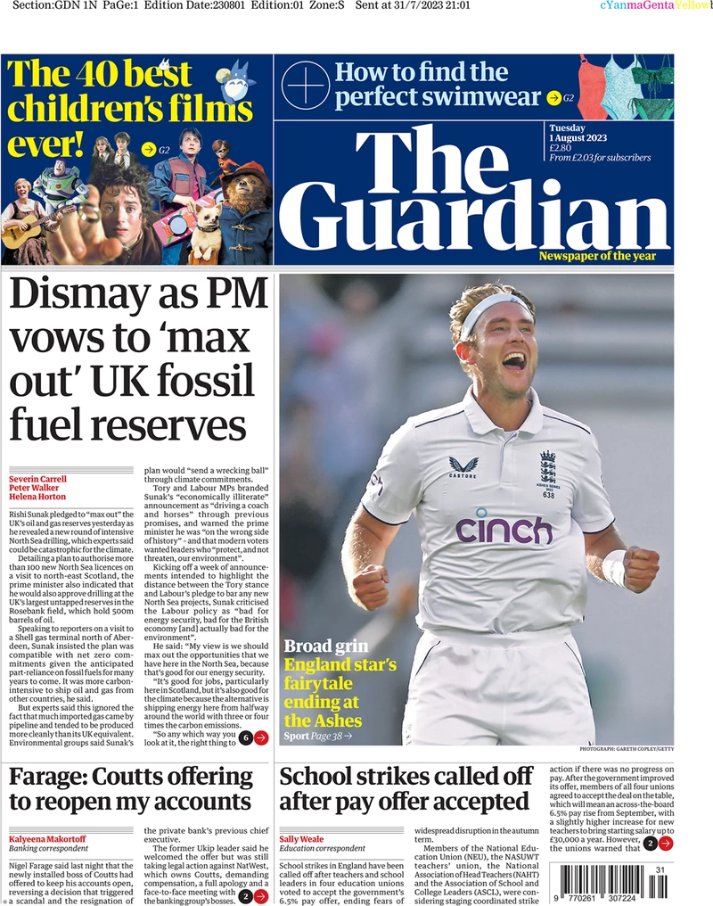 The Guardian - Dismay as PM vows to max out UK fossil fuel reserves