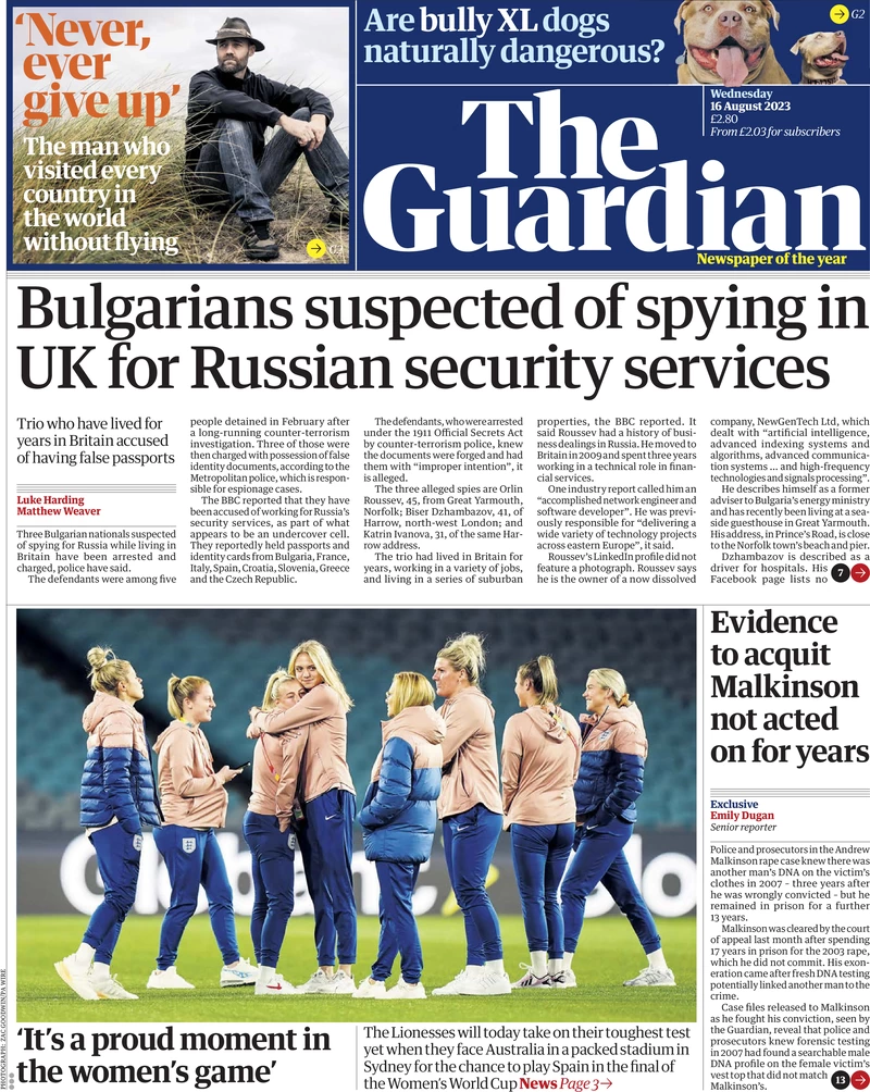 The Guardian - Bulgarians suspected of spying in UK for Russian security services