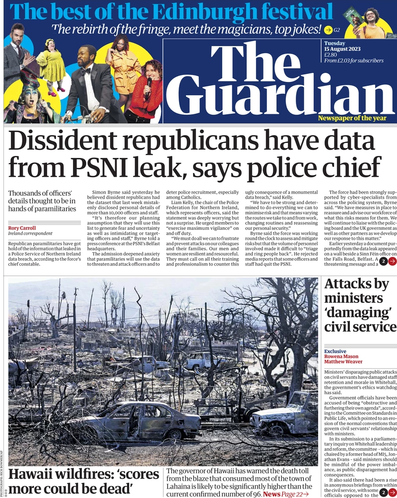 The Guardian - Dissident Republicans have data from PSNI leak