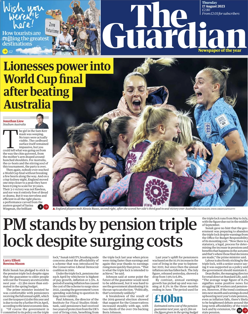 The Guardian- PM stands by pensions triple lock despite surging costs