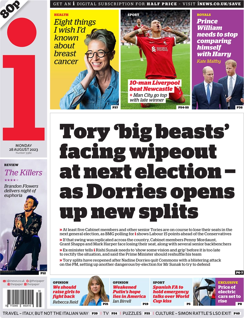 The i - Tory ‘big beasts’ facing wipeout at next election - as Dorries opens up new splits
