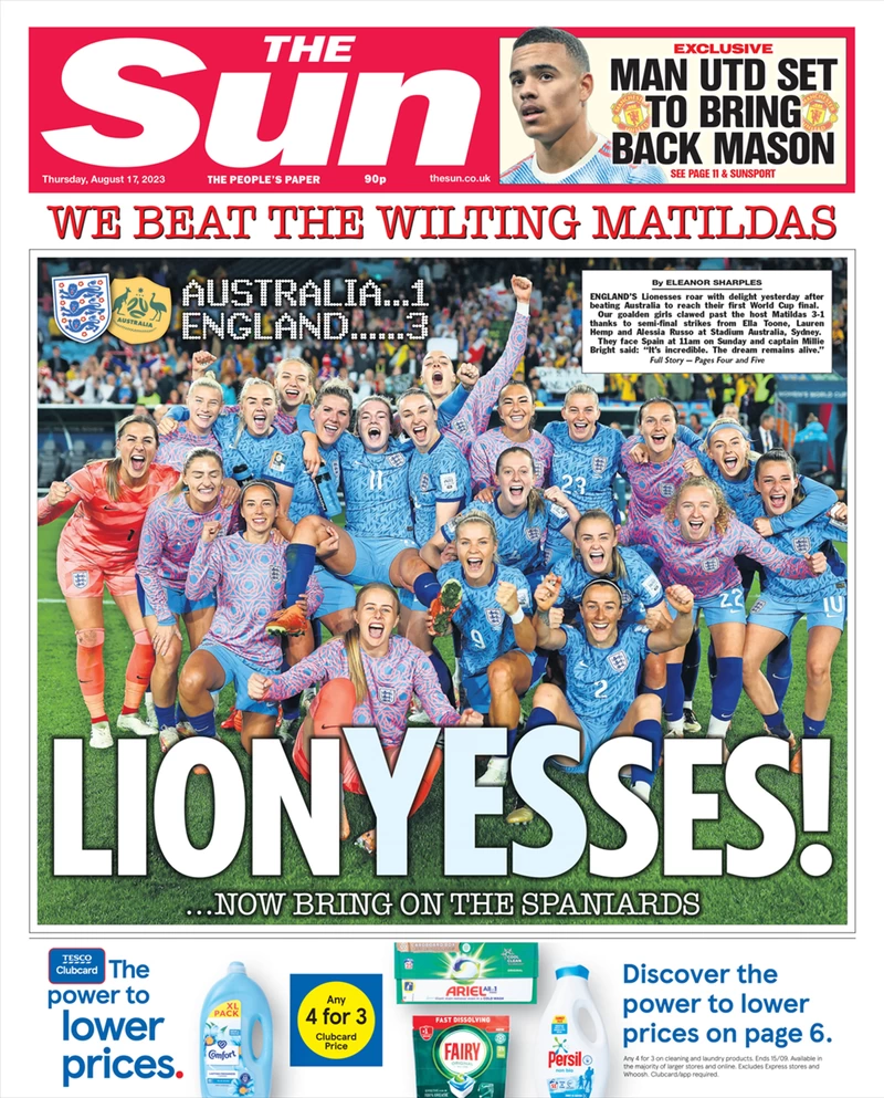 The Sun- England beats the wilting Matildas