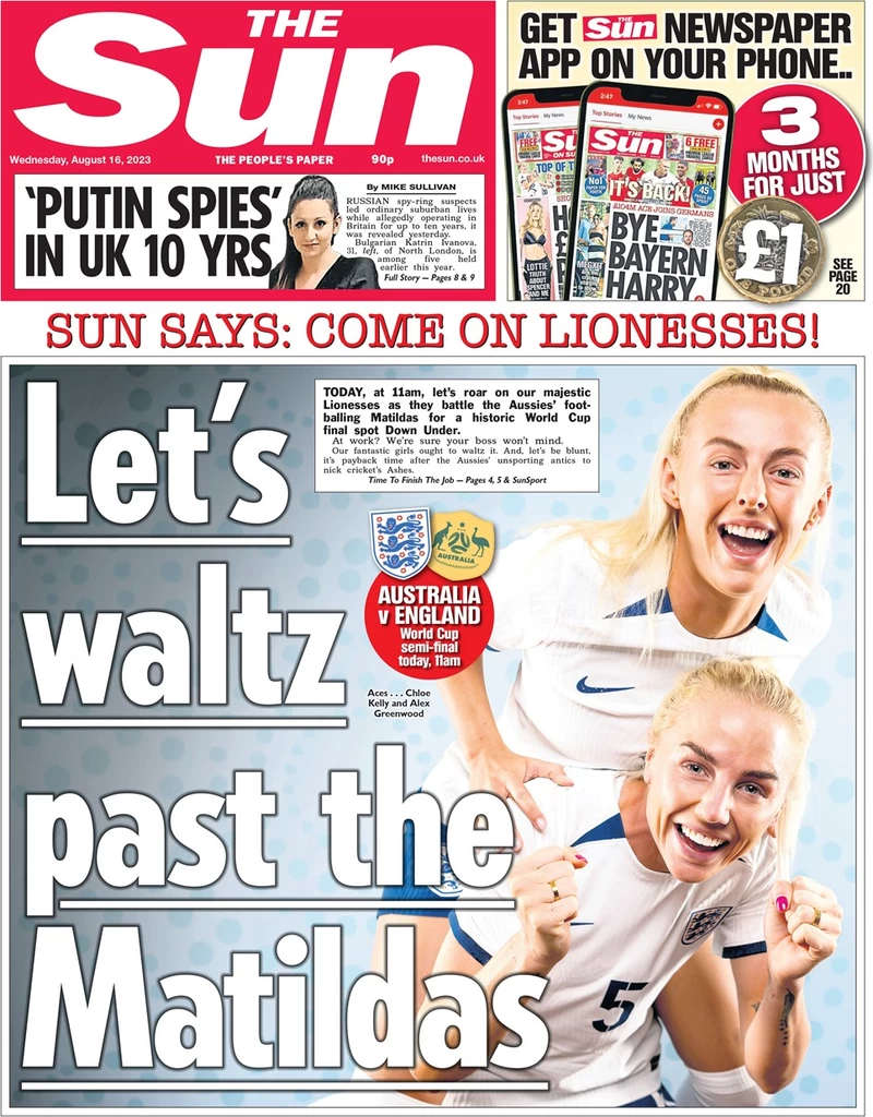 The Sun - Let’s waltz past the Matildas