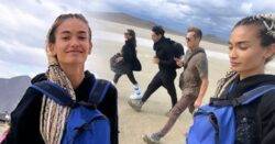 Model Kelly Gale and DC star fiancé Joel Kinnaman wade through mud to escape Burning Man as 70,000 attendees urged to ‘shelter’