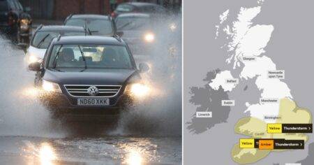 Thunderstorm warnings extended with half a month of rain set to fall in one hour
