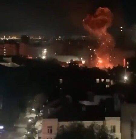Kamikaze drone explodes in fireball close to Putin’s Ukraine war command HQ