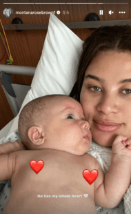 Montana Brown cuddles baby boy in hospital bed after ‘scary’ surgery for mystery ailment