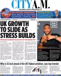 CITY AM - UK growth to slide as stress builds 