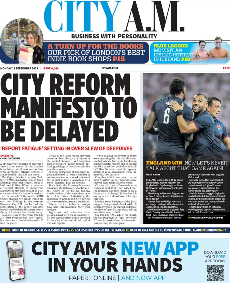 CITY AM - City reform manifesto to be delayed 