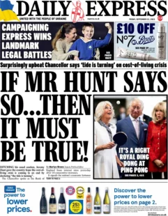 Daily Express – If Mr Hunt says so .. then it must be true 