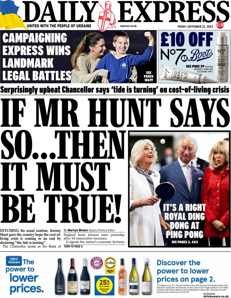 Daily Express - If Mr Hunt says so .. then it must be true