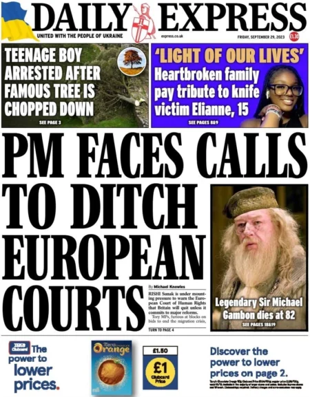 Daily Express - PM faces calls to ditch European courts