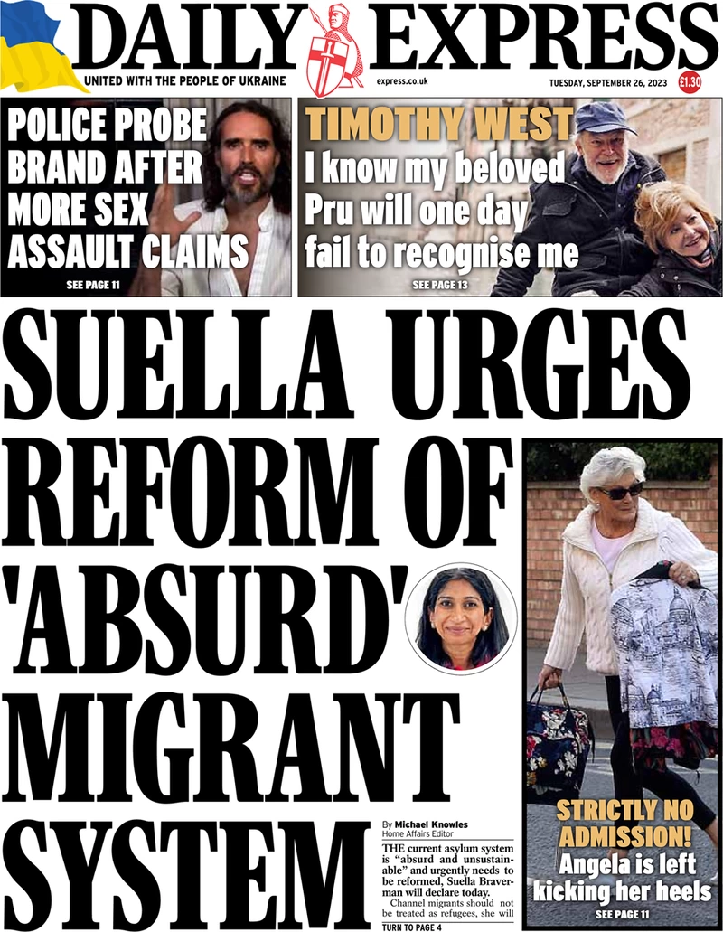Daily Express - Suella urges reform of absurd migrant system