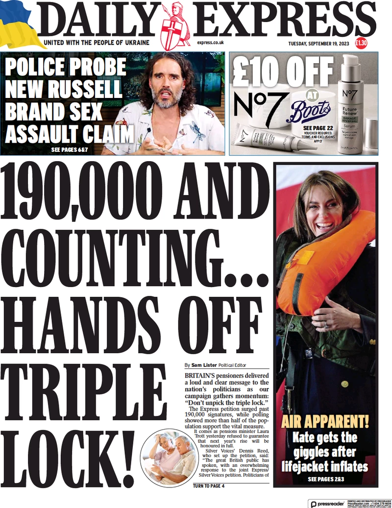 Daily Express - 190,000 and counting … hands off triple lock 