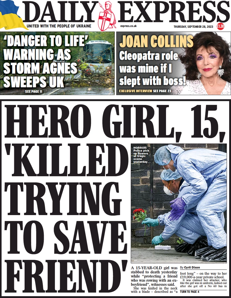 Daily Express - Hero girl, 15, killed trying to save friend 