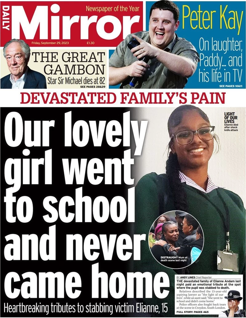 Daily Mirror - Our lovely girl went to school and never came home