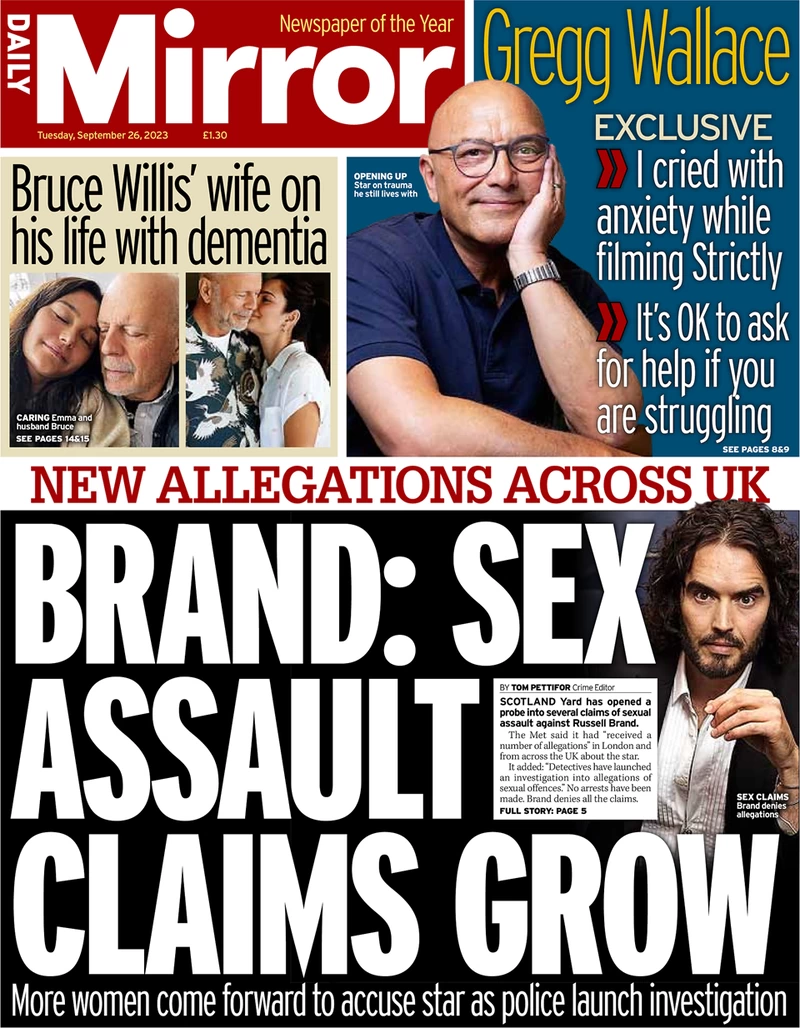 Daily Mirror - Brand: Sex assault claims grow