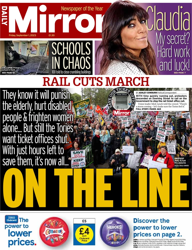 Daily Mirror - Rail cuts march: On the line