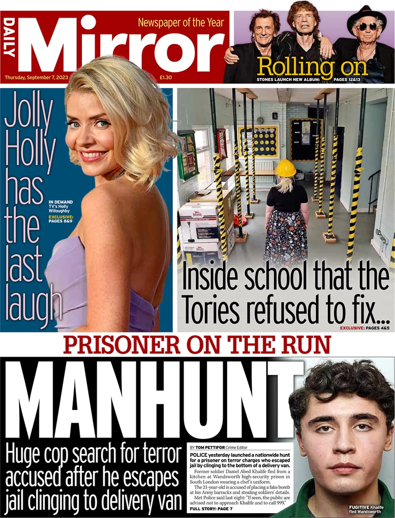 Daily Mirror - Prisoner on the run: Manhunt