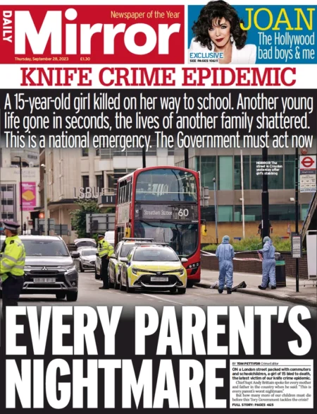 Daily Mirror – Knife crime epidemic: Every parent’s nightmare 