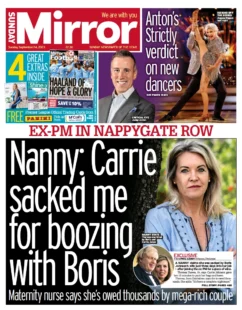 Sunday Mirror – Nanny: Carrie sacked me for boozing with Boris