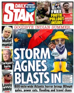 Daily Star – Storm Agnes Blasts In