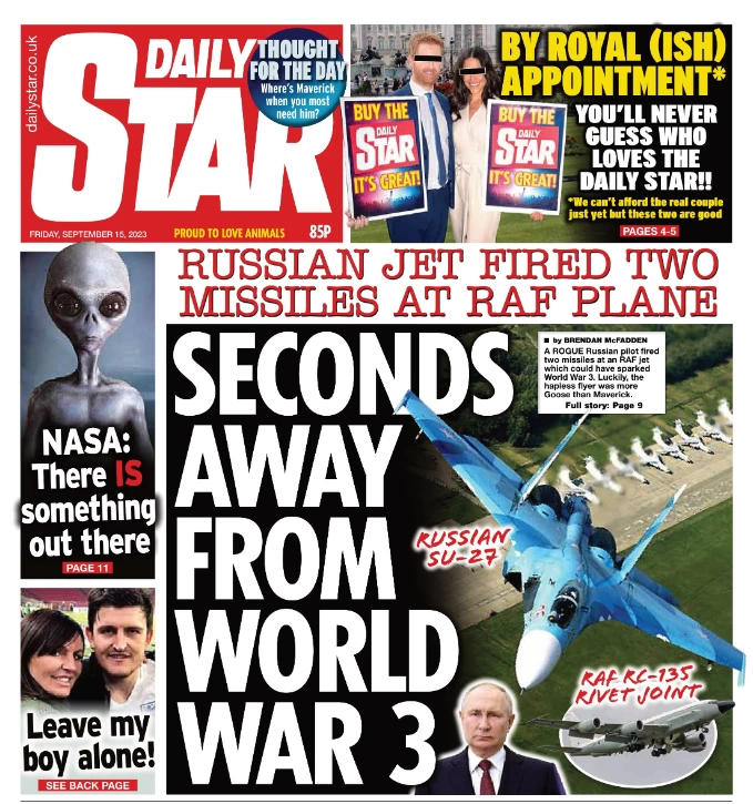 Daily Star - Seconds away from World War 3 