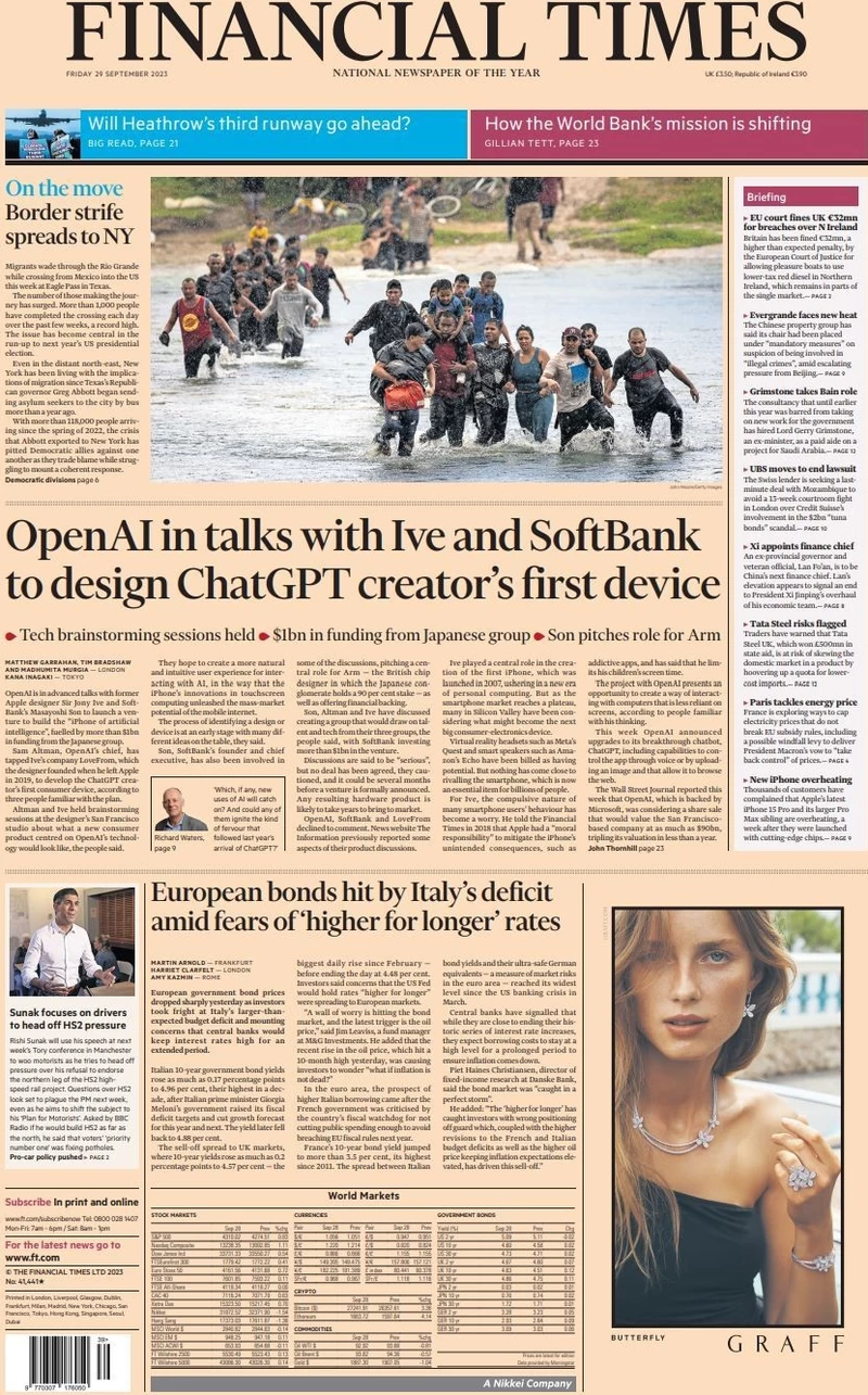Financial Times - OpenAI in talks with AVE and SoftBank to design ChatGPT creators’ first device