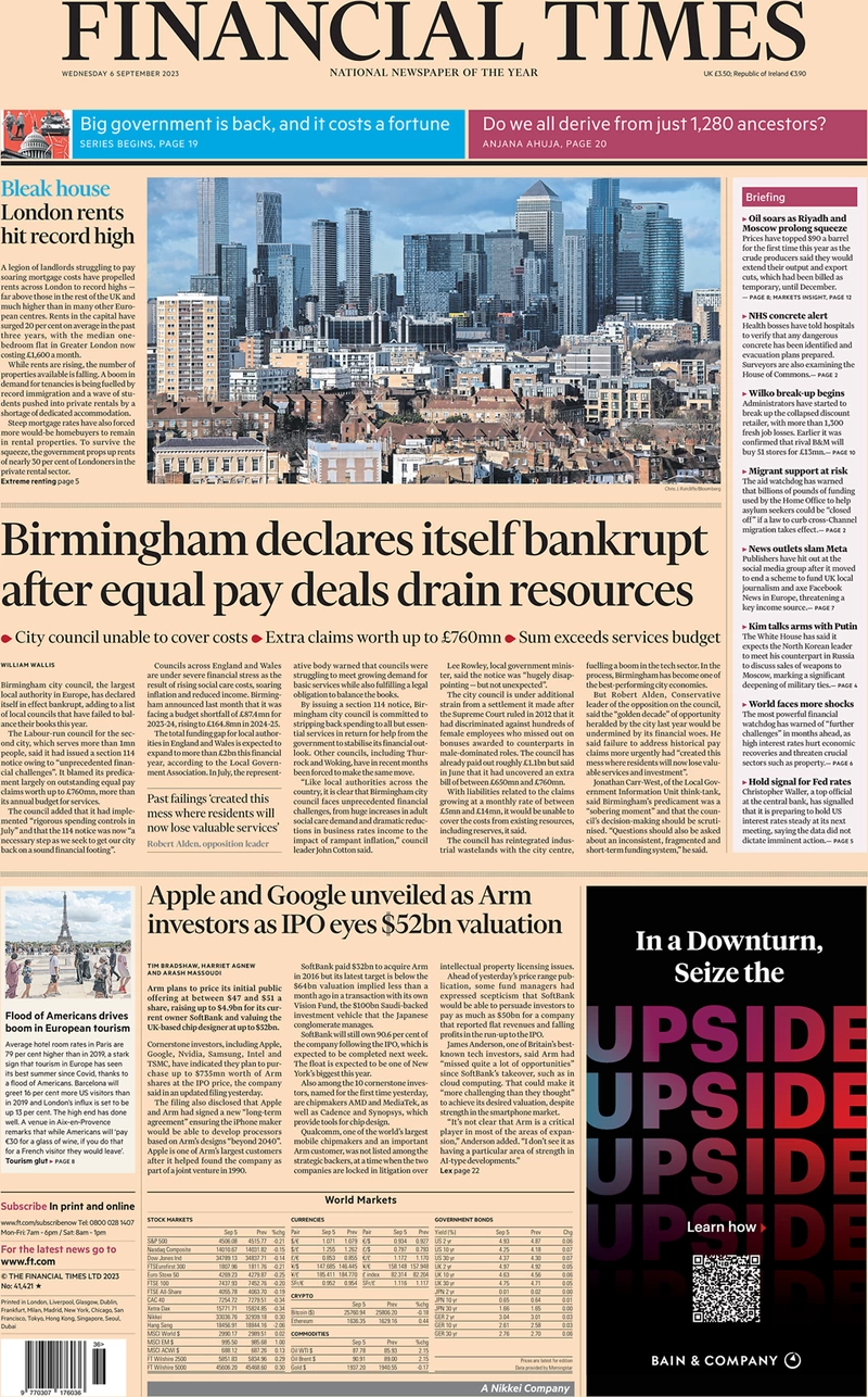 Financial Times - Birmingham declares itself bankrupt after equal pay deal drains resources 