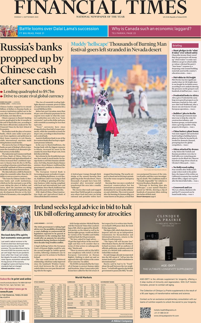 Financial Times - Russia’s banks propped up by Chinese cash after sanctions 