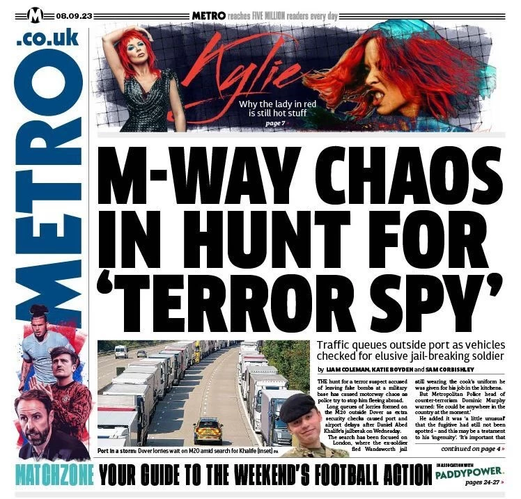 Metro - M-way chaos in hunt for ‘terror spy’ 