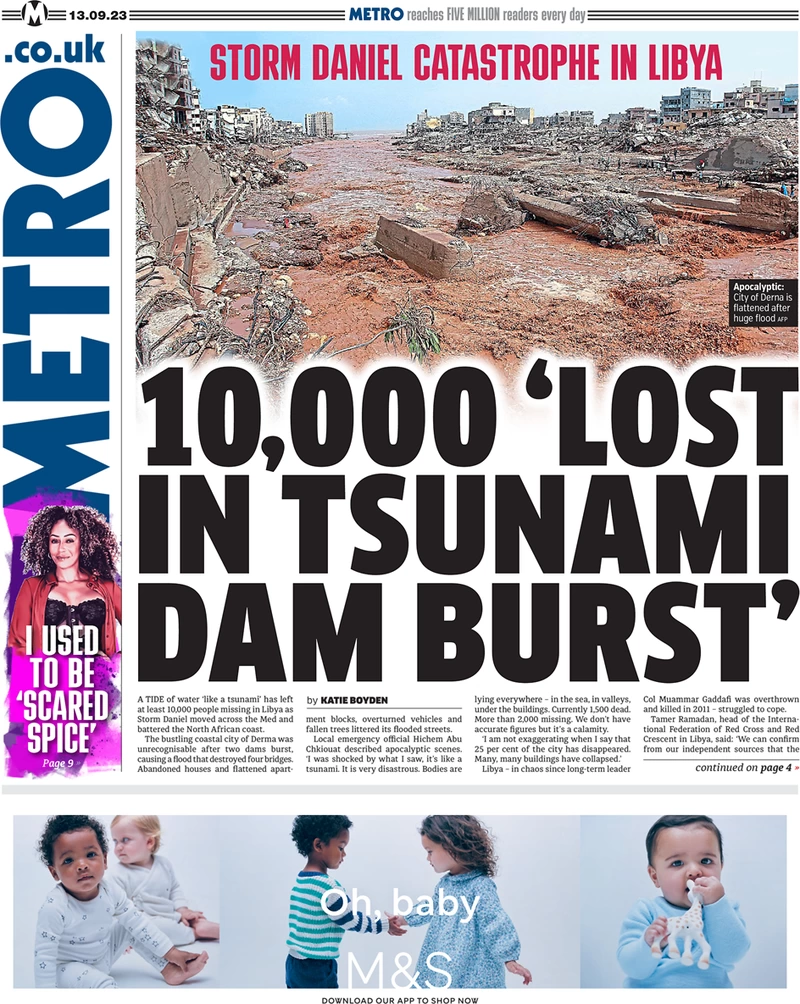 Metro - 10,000 ‘lost in Tsunami dam burst’ 