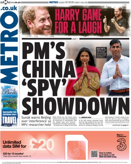 Metro - PM’s China ‘spy’ showdown