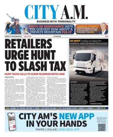 CITY AM – Retailers urge Hunt to slash tax