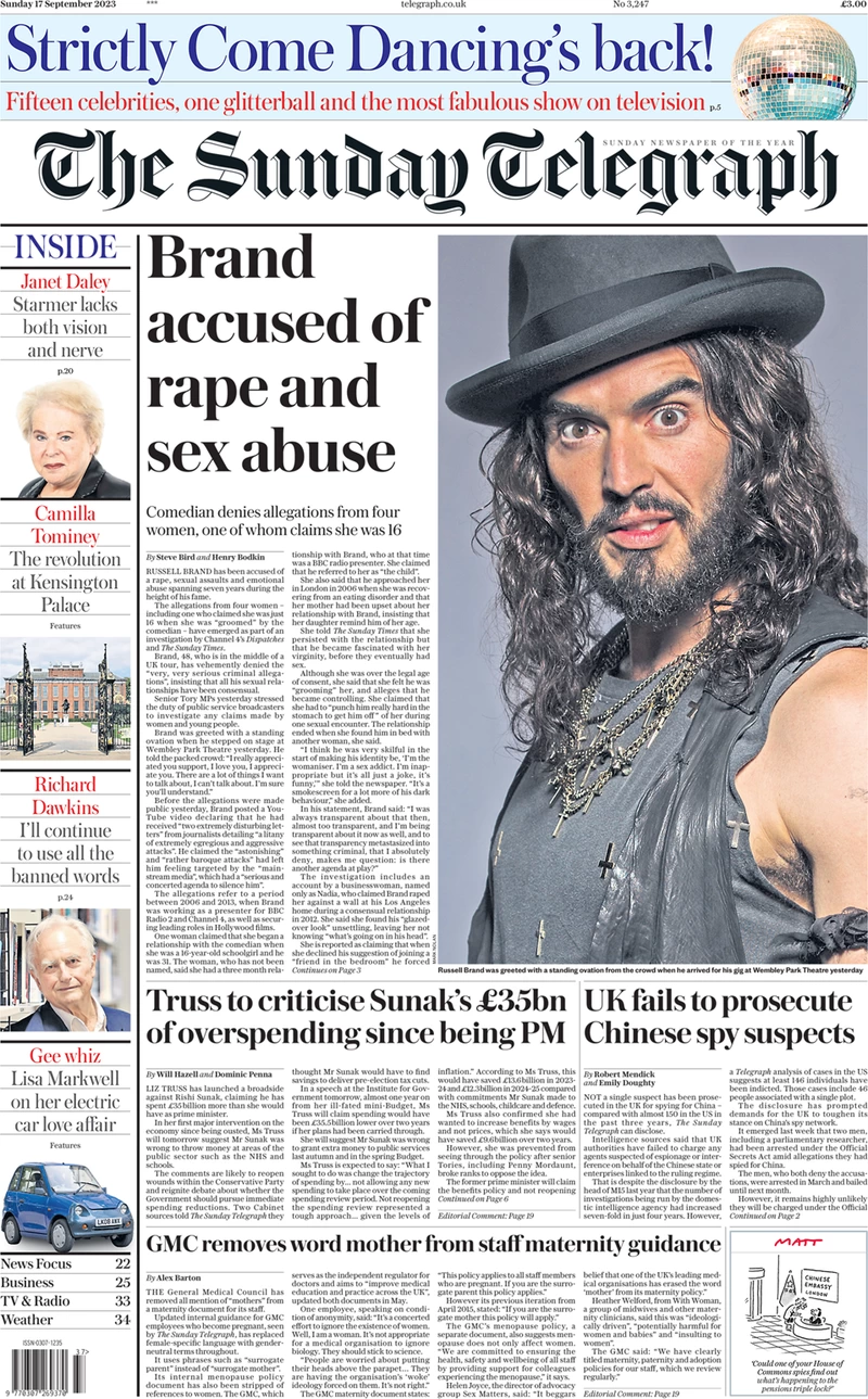 The Sunday Telegraph - Brand accused of rape and sexual assault 