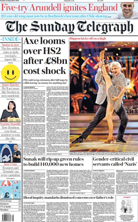 The Sunday Telegraph – Axe looms over HS2 after £8bn cost shock 