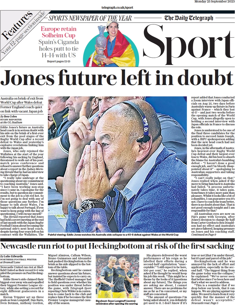 Telegraph Sport - Jones future left in doubt 