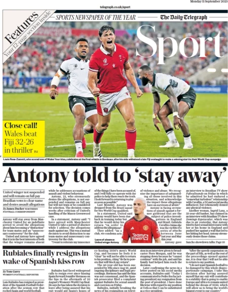 Daily Telegraph Sport -Antony told to stay away 