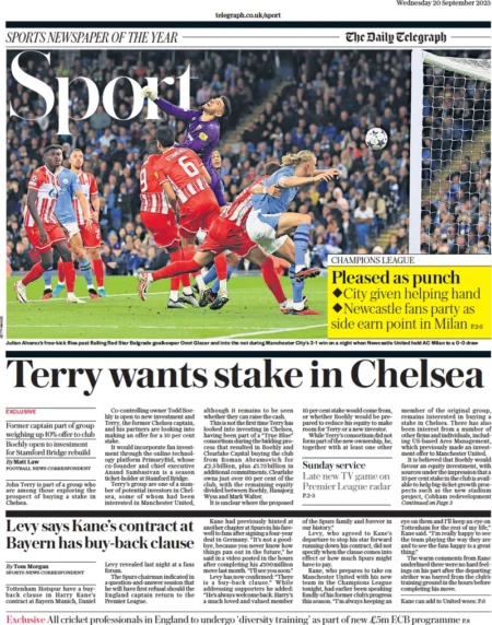 Telegraph Sport - Terry wants stake in Chelsea