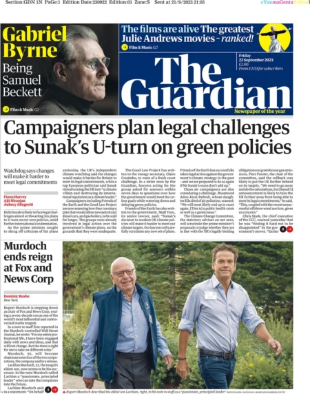 The Guardian - Campaigners plan legal challenges to Sunak’s U-turn on green policies 
