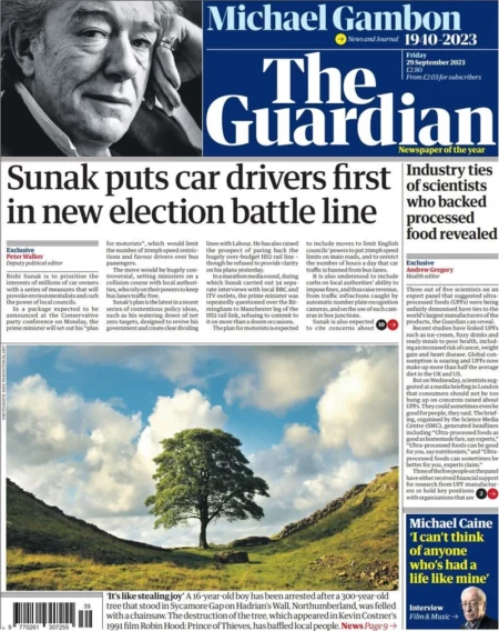 The Guardian - Sunak puts car drivers first in new election battle line 