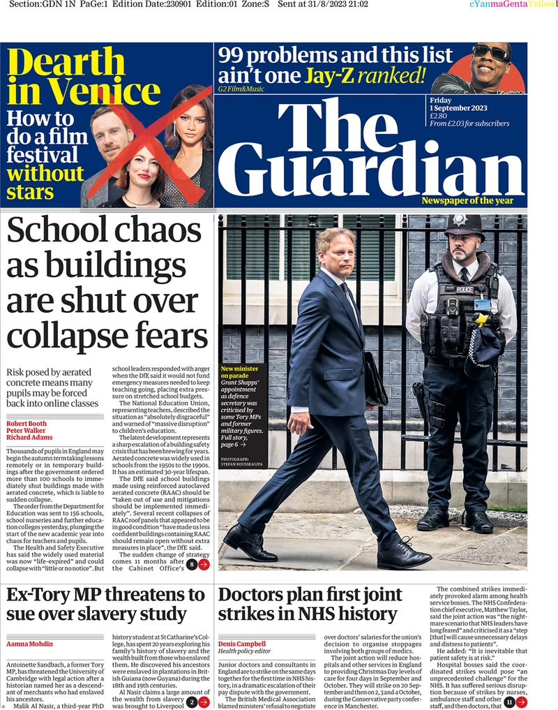 The Guardian - School chaos as buildings are shut over collapse fears