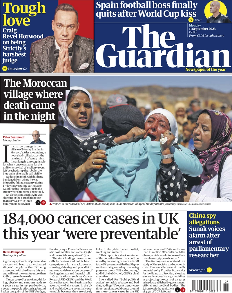 The Guardian - 184,000 cancer cases in the UK this year ‘were preventable’ 