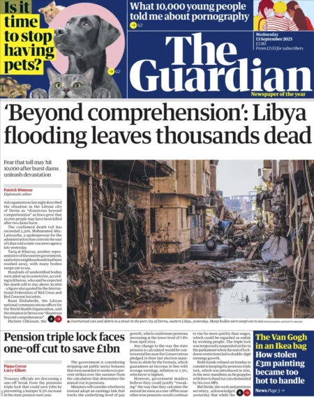 The Guardian – ‘Beyond comprehension’: Libya flooding leaves thousands dead 