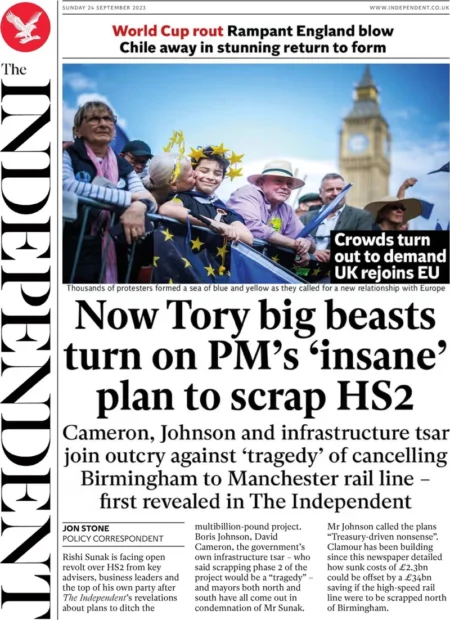 The Independent - Now Tory big beasts turn on PM’s ‘insane’ plan to scrap HS2