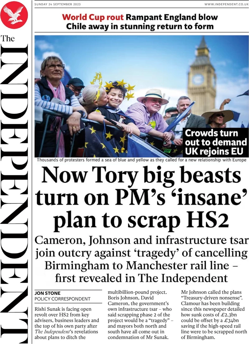 The Independent - Now Tory big beasts turn on PM’s ‘insane’ plan to scrap HS2