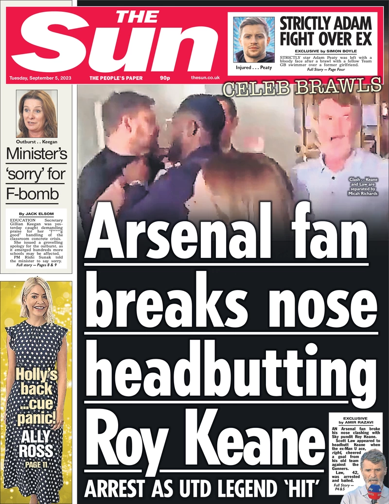 The Sun - Arsenal fan breaks nose headbutting Roy Keane