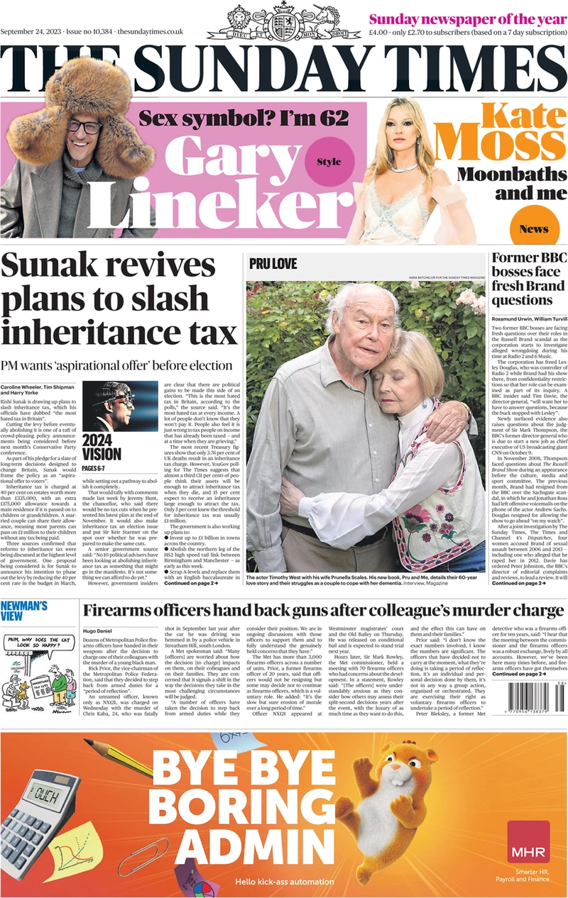 The Sunday Times - Sunak revives plans to slash inheritance tax 