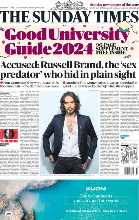 The Sunday Times - Accused: Russell Brand, the ‘sex predator’ who hid in plain sight 